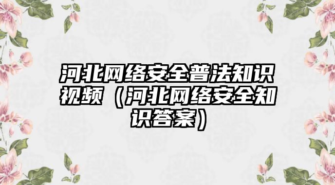 河北網(wǎng)絡(luò)安全普法知識視頻（河北網(wǎng)絡(luò)安全知識答案）