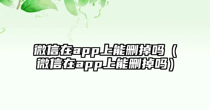 微信在app上能刪掉嗎（微信在app上能刪掉嗎）