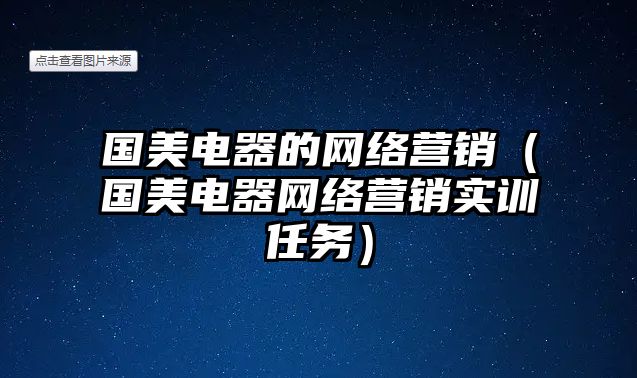 國美電器的網(wǎng)絡(luò)營銷（國美電器網(wǎng)絡(luò)營銷實訓(xùn)任務(wù)）