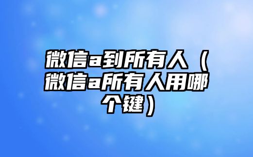 微信a到所有人（微信a所有人用哪個(gè)鍵）