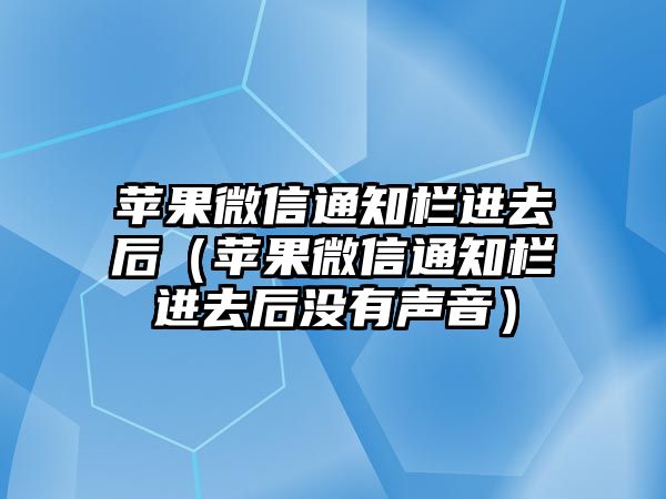 蘋果微信通知欄進(jìn)去后（蘋果微信通知欄進(jìn)去后沒有聲音）