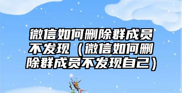 微信如何刪除群成員不發(fā)現(xiàn)（微信如何刪除群成員不發(fā)現(xiàn)自己）