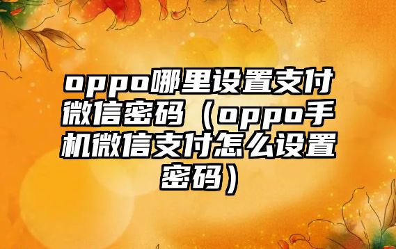 oppo哪里設(shè)置支付微信密碼（oppo手機(jī)微信支付怎么設(shè)置密碼）