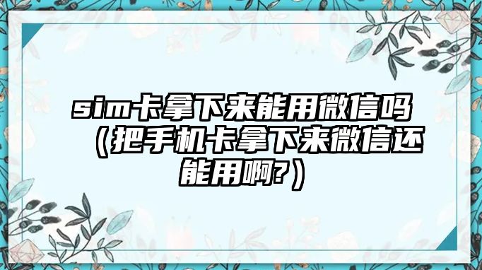 sim卡拿下來能用微信嗎（把手機(jī)卡拿下來微信還能用啊?）