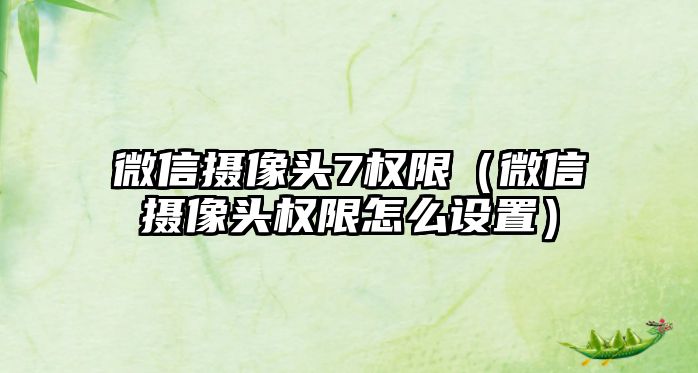 微信攝像頭7權(quán)限（微信攝像頭權(quán)限怎么設(shè)置）