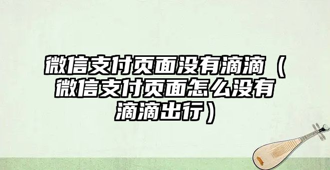 微信支付頁面沒有滴滴（微信支付頁面怎么沒有滴滴出行）