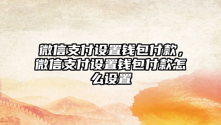 微信支付設(shè)置錢包付款，微信支付設(shè)置錢包付款怎么設(shè)置