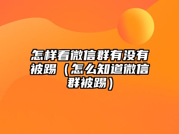 怎樣看微信群有沒有被踢（怎么知道微信群被踢）