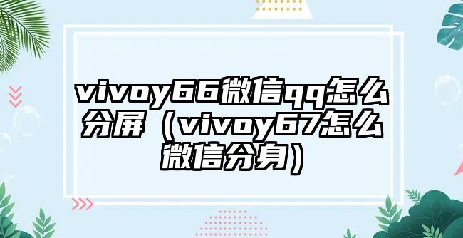 vivoy66微信qq怎么分屏（vivoy67怎么微信分身）