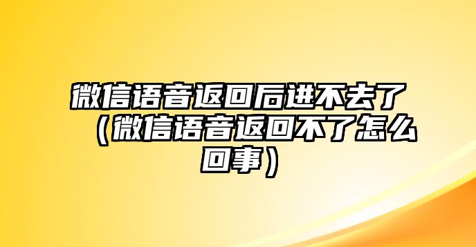 微信語(yǔ)音返回后進(jìn)不去了（微信語(yǔ)音返回不了怎么回事）