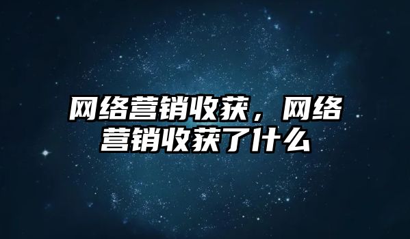 網絡營銷收獲，網絡營銷收獲了什么