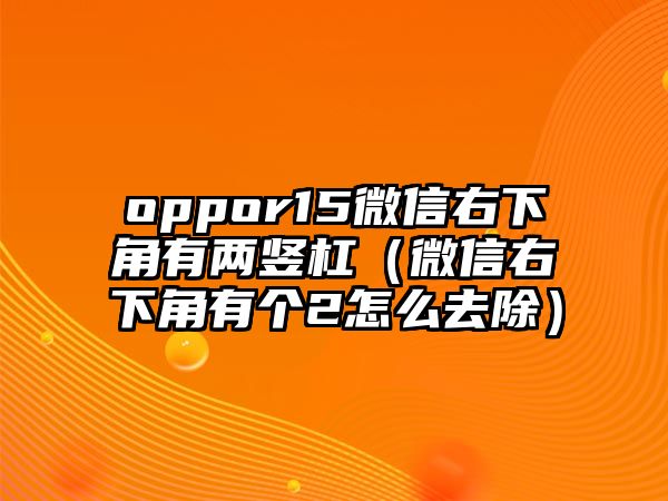 oppor15微信右下角有兩豎杠（微信右下角有個(gè)2怎么去除）