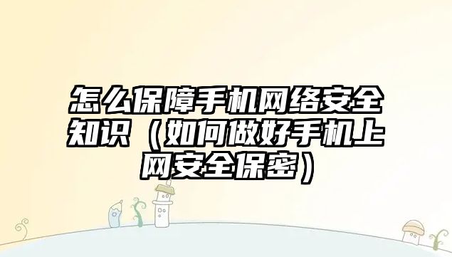 怎么保障手機網(wǎng)絡(luò)安全知識（如何做好手機上網(wǎng)安全保密）