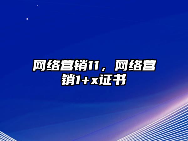 網(wǎng)絡(luò)營(yíng)銷11，網(wǎng)絡(luò)營(yíng)銷1+x證書