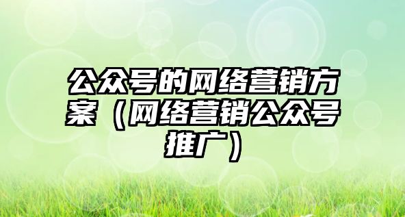 公眾號的網(wǎng)絡營銷方案（網(wǎng)絡營銷公眾號推廣）