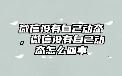 微信沒有自己動態(tài)，微信沒有自己動態(tài)怎么回事