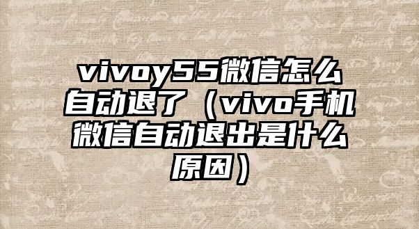 vivoy55微信怎么自動退了（vivo手機微信自動退出是什么原因）