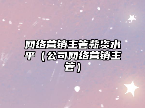 網(wǎng)絡營銷主管薪資水平（公司網(wǎng)絡營銷主管）