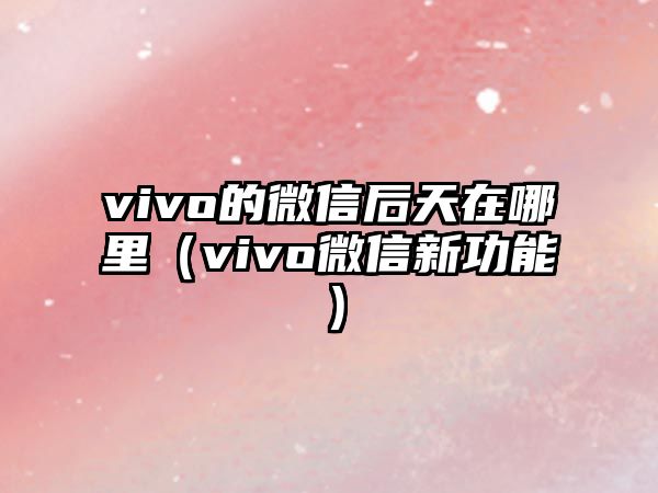 vivo的微信后天在哪里（vivo微信新功能）