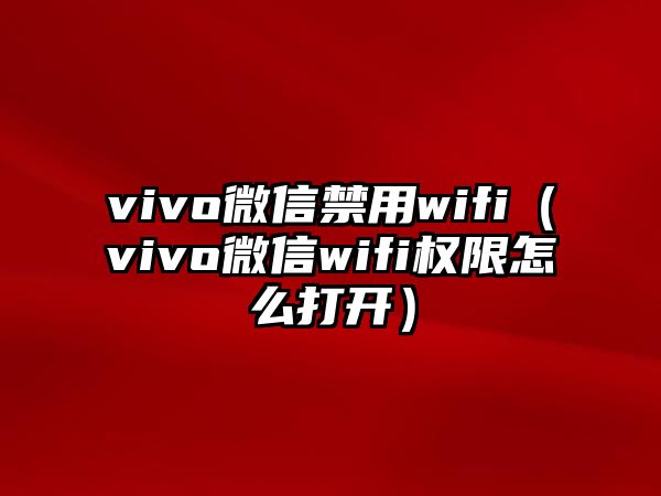 vivo微信禁用wifi（vivo微信wifi權(quán)限怎么打開）