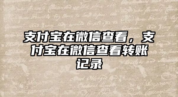 支付寶在微信查看，支付寶在微信查看轉(zhuǎn)賬記錄