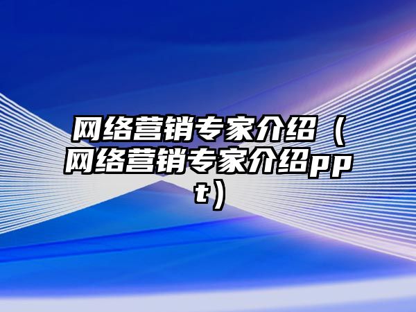 網絡營銷專家介紹（網絡營銷專家介紹ppt）