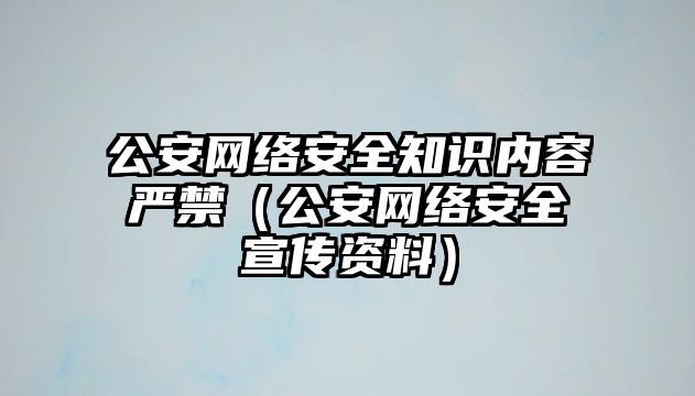 公安網絡安全知識內容嚴禁（公安網絡安全宣傳資料）