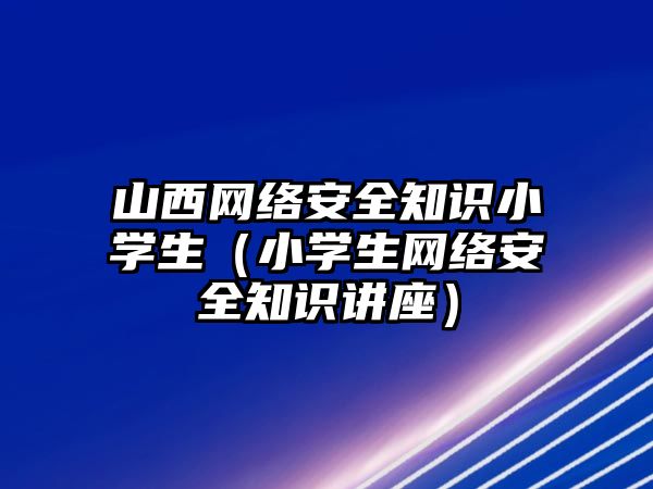 山西網絡安全知識小學生（小學生網絡安全知識講座）