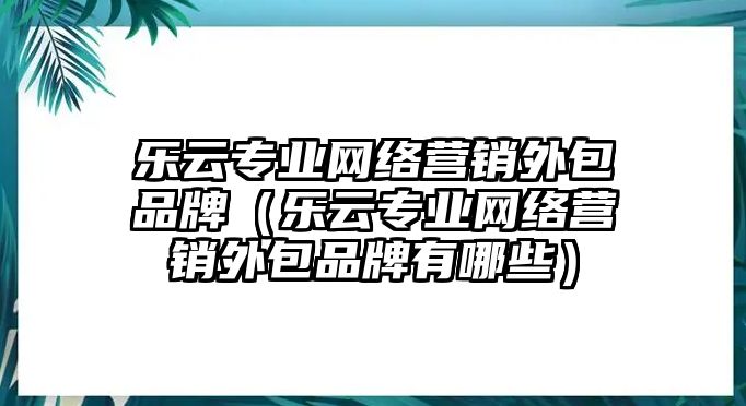 樂云專業(yè)網(wǎng)絡(luò)營銷外包品牌（樂云專業(yè)網(wǎng)絡(luò)營銷外包品牌有哪些）