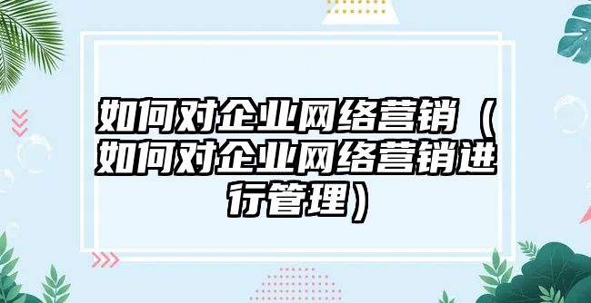 如何對企業(yè)網(wǎng)絡(luò)營銷（如何對企業(yè)網(wǎng)絡(luò)營銷進(jìn)行管理）