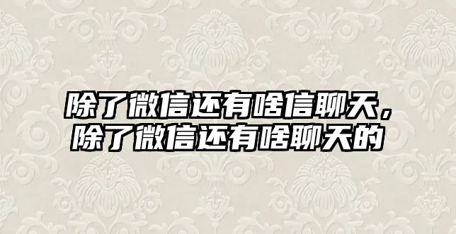 除了微信還有啥信聊天，除了微信還有啥聊天的