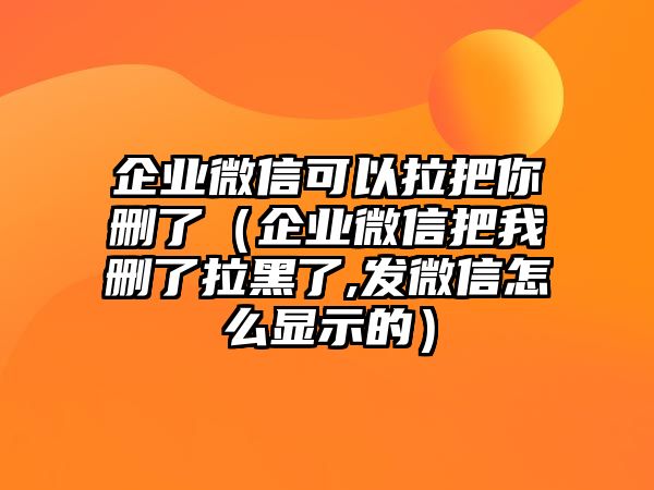 企業(yè)微信可以拉把你刪了（企業(yè)微信把我刪了拉黑了,發(fā)微信怎么顯示的）