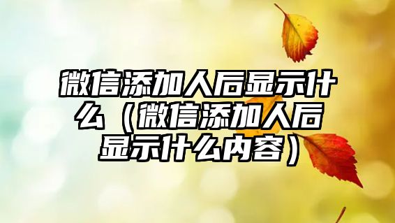 微信添加人后顯示什么（微信添加人后顯示什么內(nèi)容）