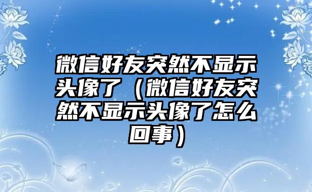 微信好友突然不顯示頭像了（微信好友突然不顯示頭像了怎么回事）