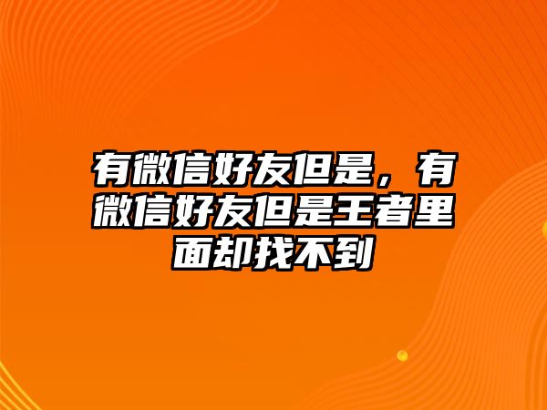 有微信好友但是，有微信好友但是王者里面卻找不到