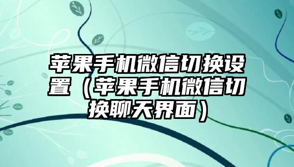 蘋果手機(jī)微信切換設(shè)置（蘋果手機(jī)微信切換聊天界面）