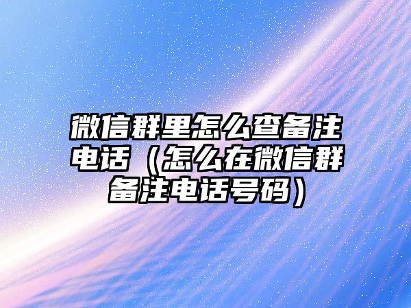 微信群里怎么查備注電話（怎么在微信群備注電話號碼）