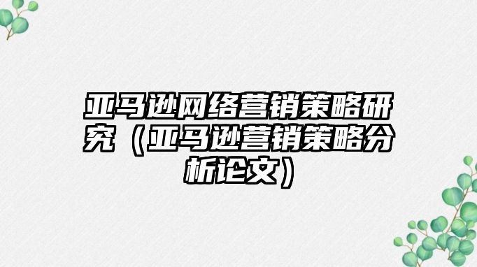 亞馬遜網(wǎng)絡營銷策略研究（亞馬遜營銷策略分析論文）