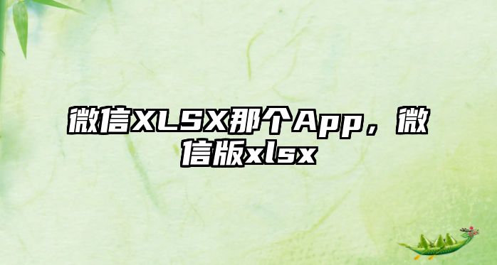 微信XLSX那個App，微信版xlsx