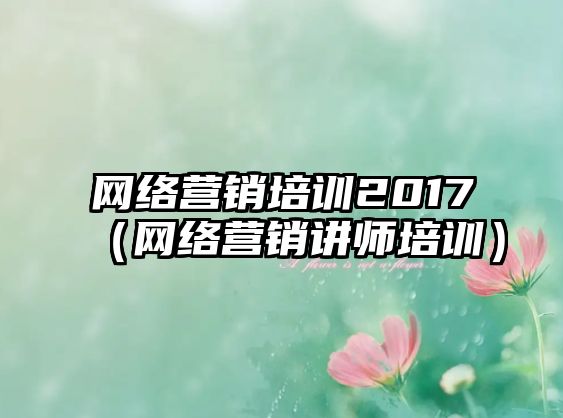 網(wǎng)絡(luò)營銷培訓(xùn)2017（網(wǎng)絡(luò)營銷講師培訓(xùn)）