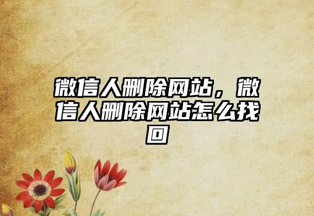 微信人刪除網(wǎng)站，微信人刪除網(wǎng)站怎么找回