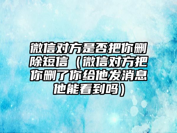 微信對方是否把你刪除短信（微信對方把你刪了你給他發(fā)消息他能看到嗎）