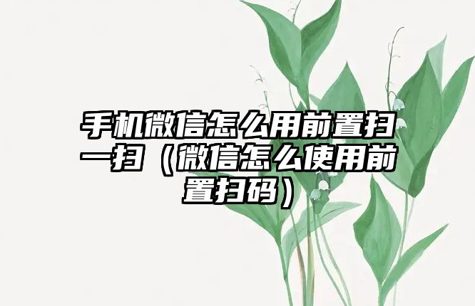 手機微信怎么用前置掃一掃（微信怎么使用前置掃碼）