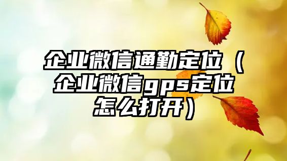 企業(yè)微信通勤定位（企業(yè)微信gps定位怎么打開(kāi)）