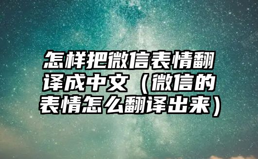 怎樣把微信表情翻譯成中文（微信的表情怎么翻譯出來(lái)）