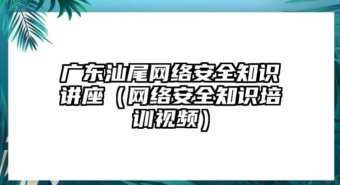 廣東汕尾網(wǎng)絡安全知識講座（網(wǎng)絡安全知識培訓視頻）