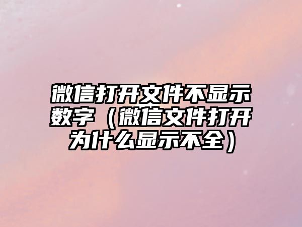 微信打開文件不顯示數(shù)字（微信文件打開為什么顯示不全）