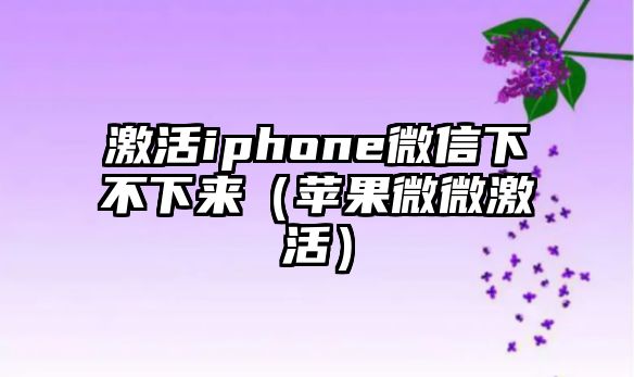 激活iphone微信下不下來(lái)（蘋果微微激活）