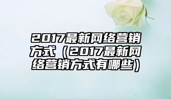 2017最新網(wǎng)絡(luò)營(yíng)銷方式（2017最新網(wǎng)絡(luò)營(yíng)銷方式有哪些）