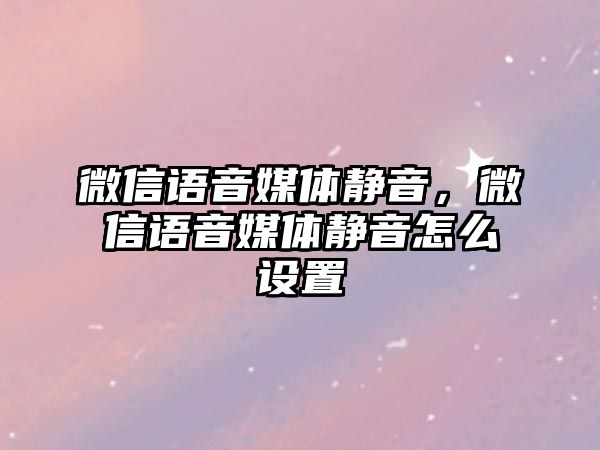 微信語(yǔ)音媒體靜音，微信語(yǔ)音媒體靜音怎么設(shè)置